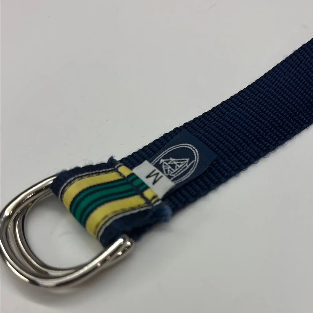 Leather Man Blue and Yellow Canvas Belt with Double Ring Buckle